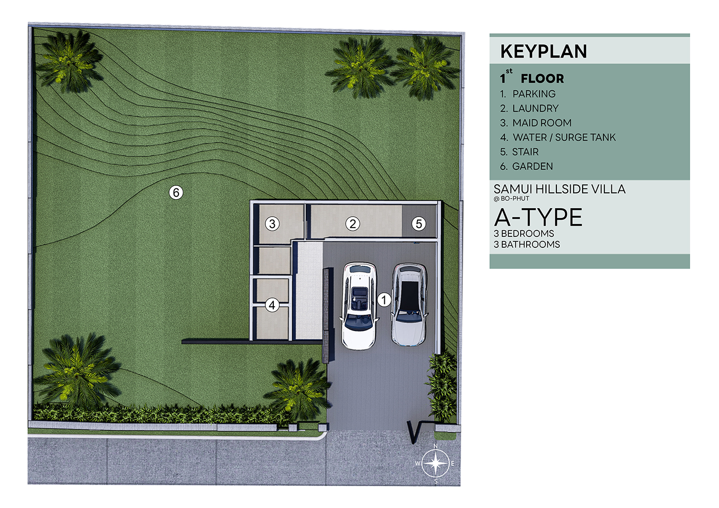 Samui Hillside Village – 3+1 Bedroom Mountain-view Pool Villa in Bophut for sale 