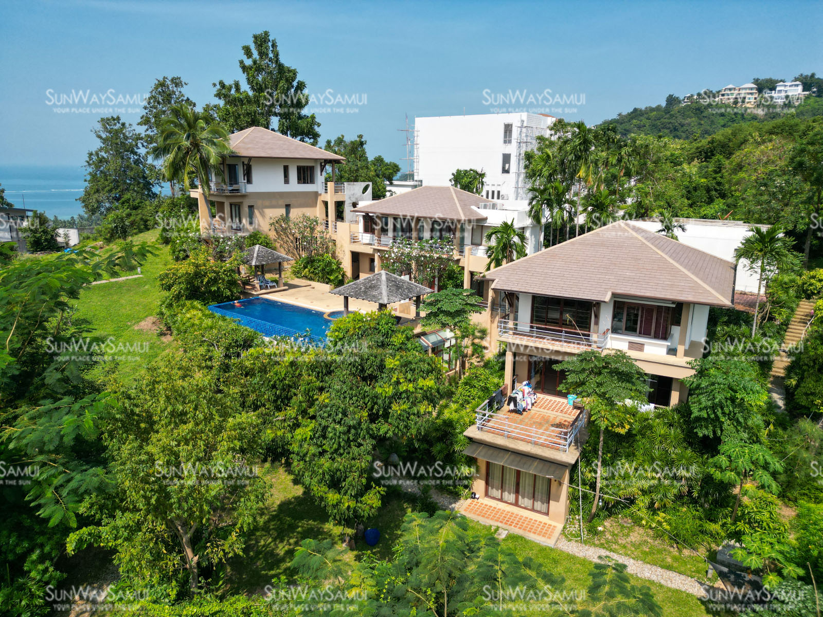 Multi-Building 8+1 Bedroom Seaview Pool Villa with Large Garden in Bang Makham for sale