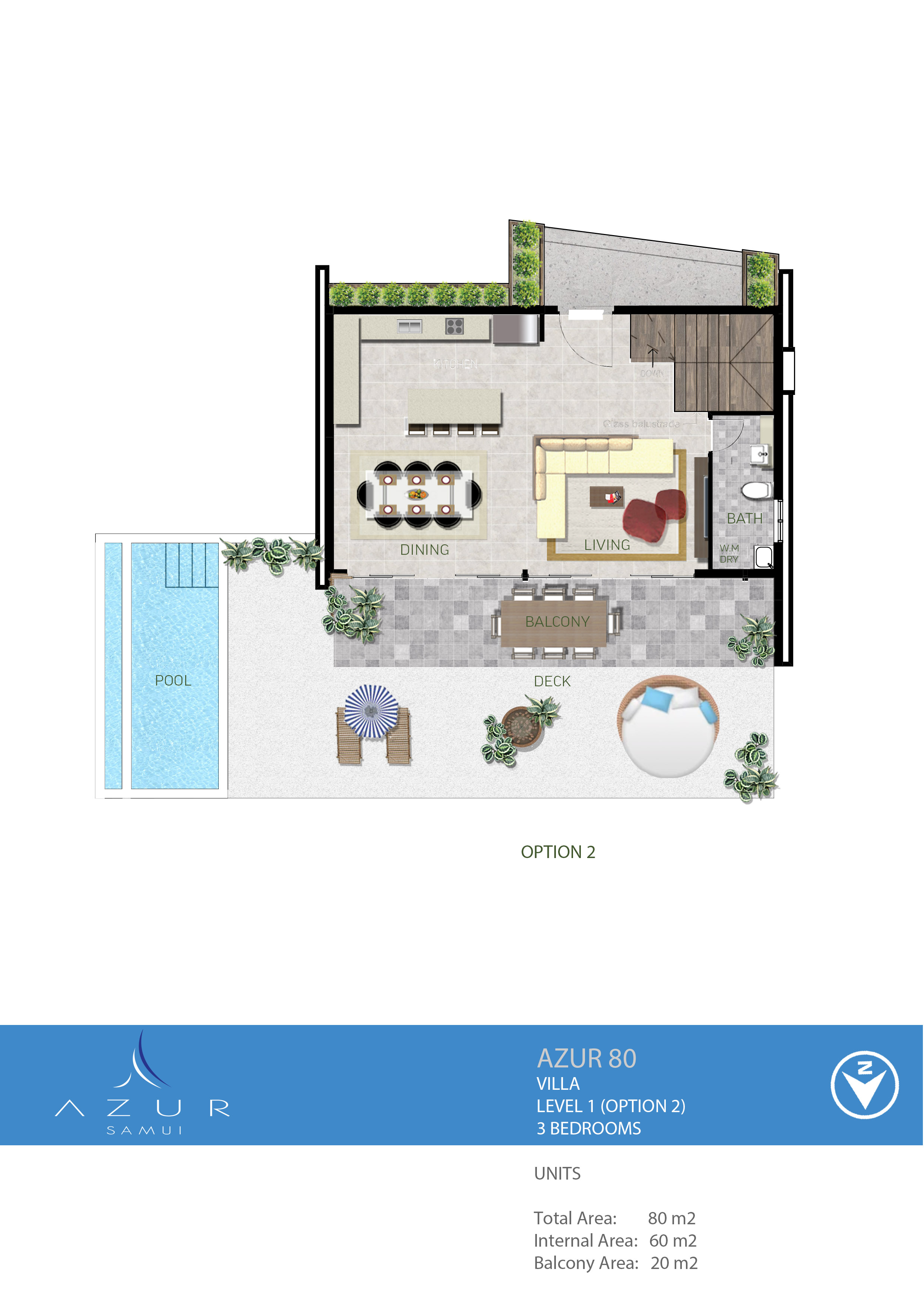 Azur Samui – Attractive 2 or 3 Bedroom Seaview Pool Villa in Maenam for sale