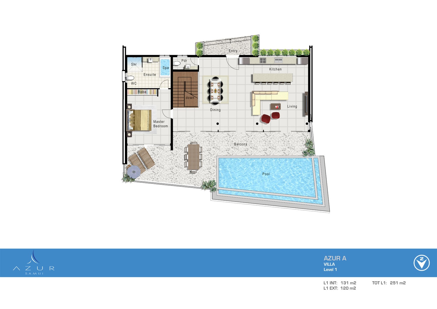 Azur Samui – Attractive 4 Bedroom Seaview Pool Villa in Maenam for sale