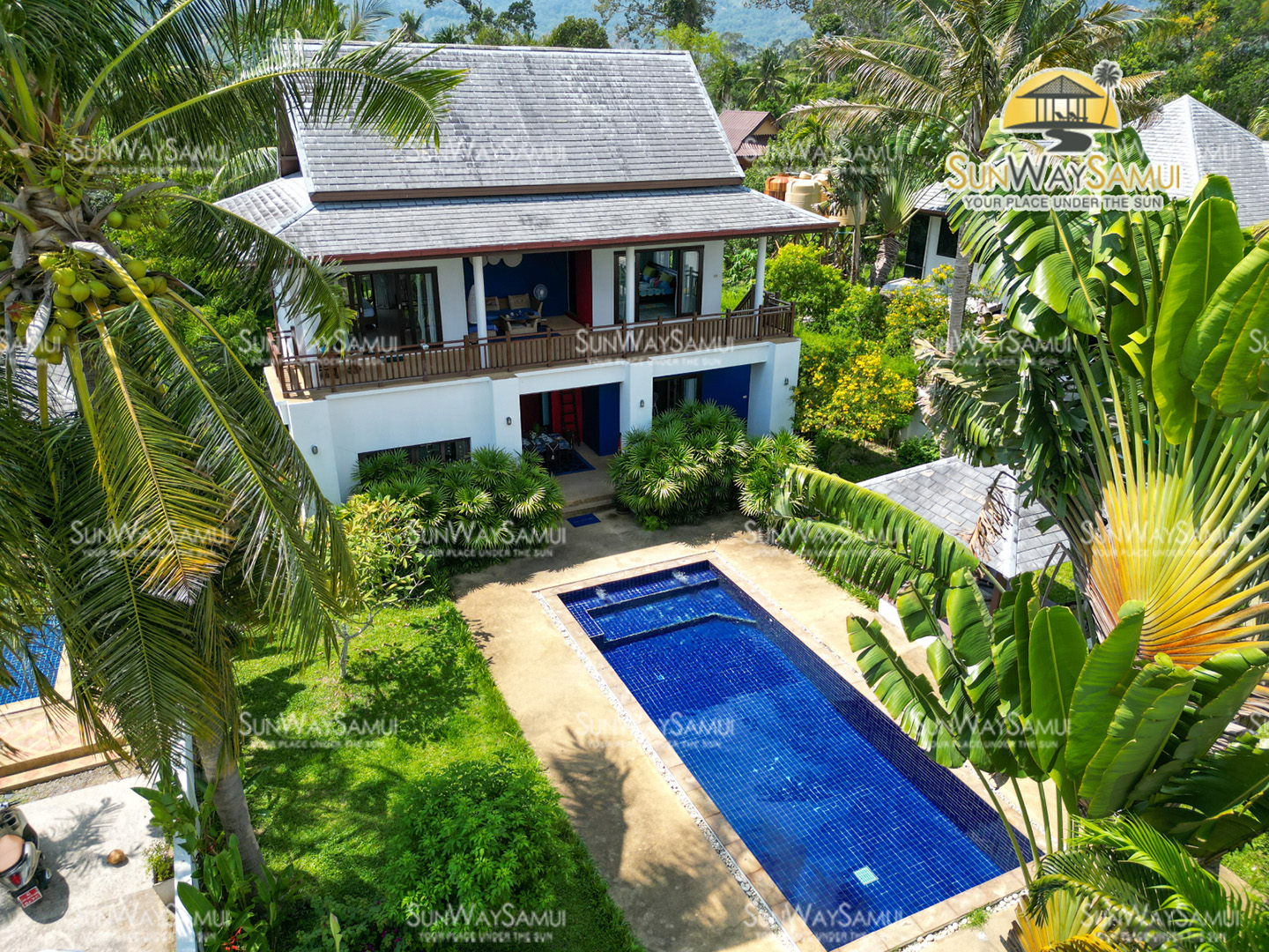 Comfortable 3 Bedroom Garden Pool Villa with 800 sqm land in Maenam for sale