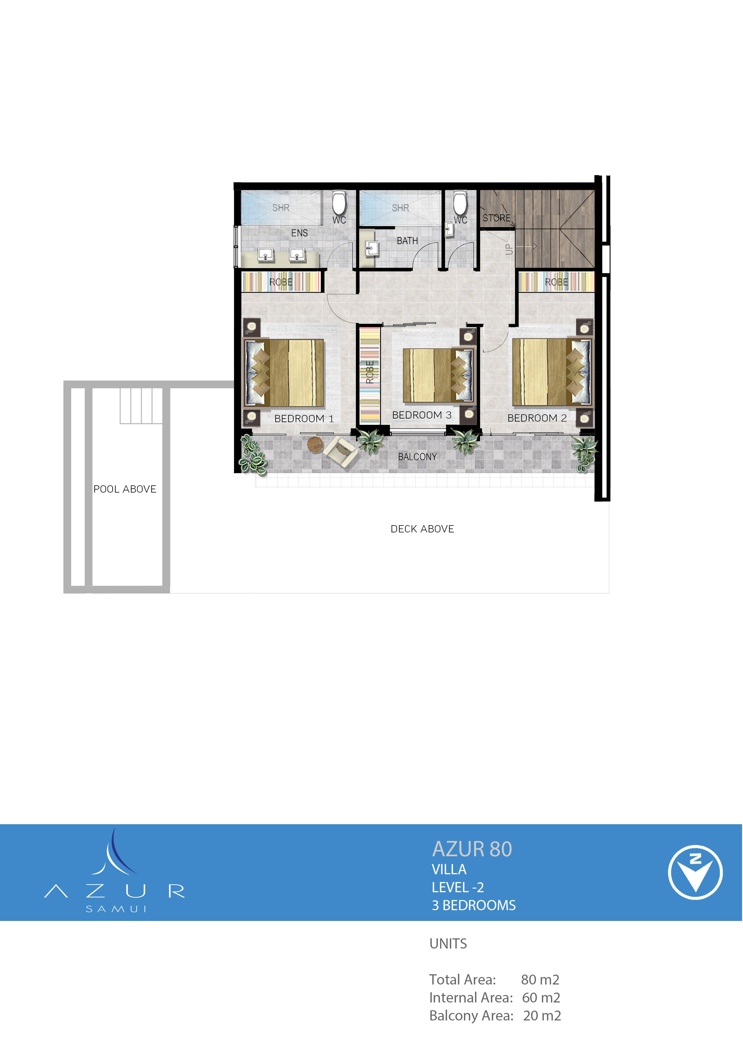 Azur Samui – Attractive 2 or 3 Bedroom Seaview Pool Villa in Maenam for sale