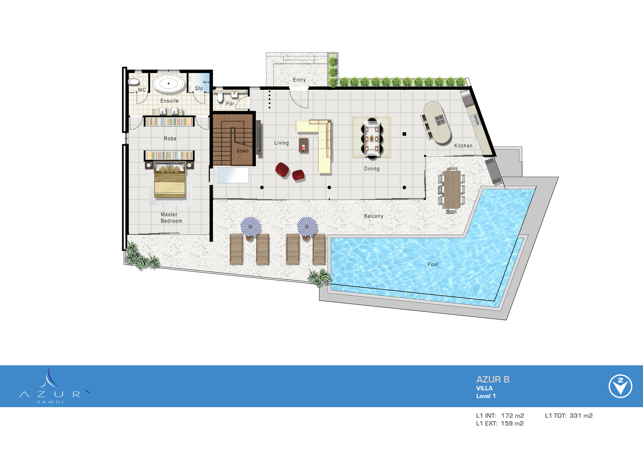 Azur Samui – Attractive 5 Bedroom Seaview Pool Villa in Maenam for sale