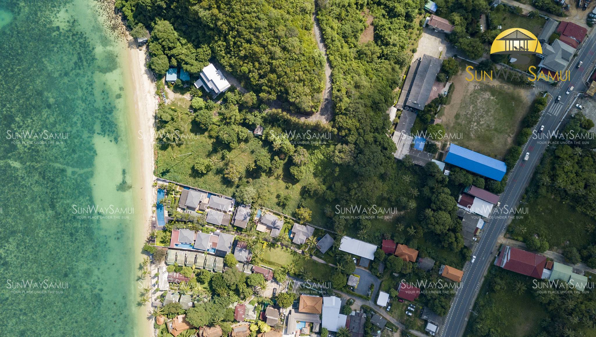 (SOLD) 7 Rai beachfront land for sale in Baan Tai 