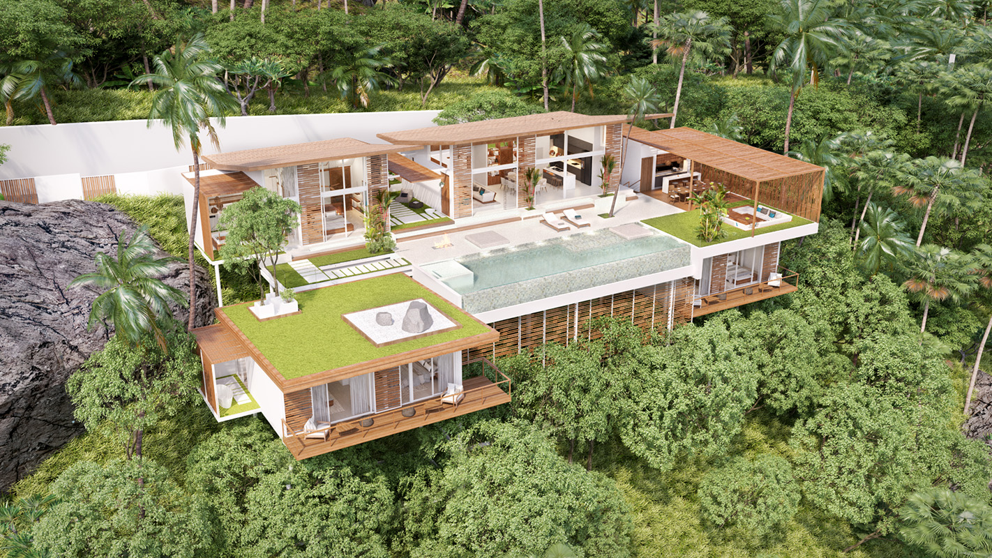 (SOLD) Pacific Palisade - Contemporary Tropical 5 Bedroom Seaview Pool Villas in Bang Por 