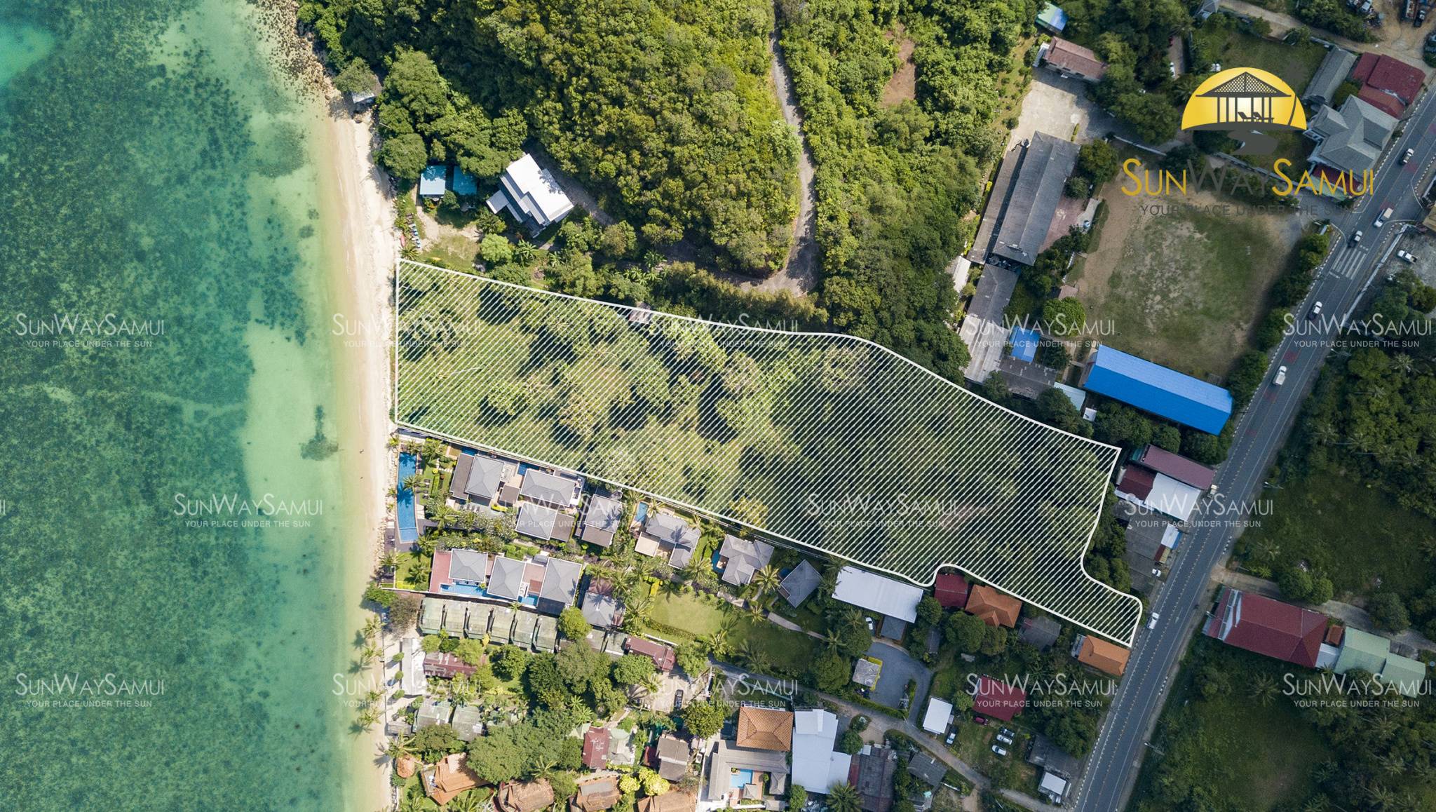 (SOLD) 7 Rai beachfront land for sale in Baan Tai 