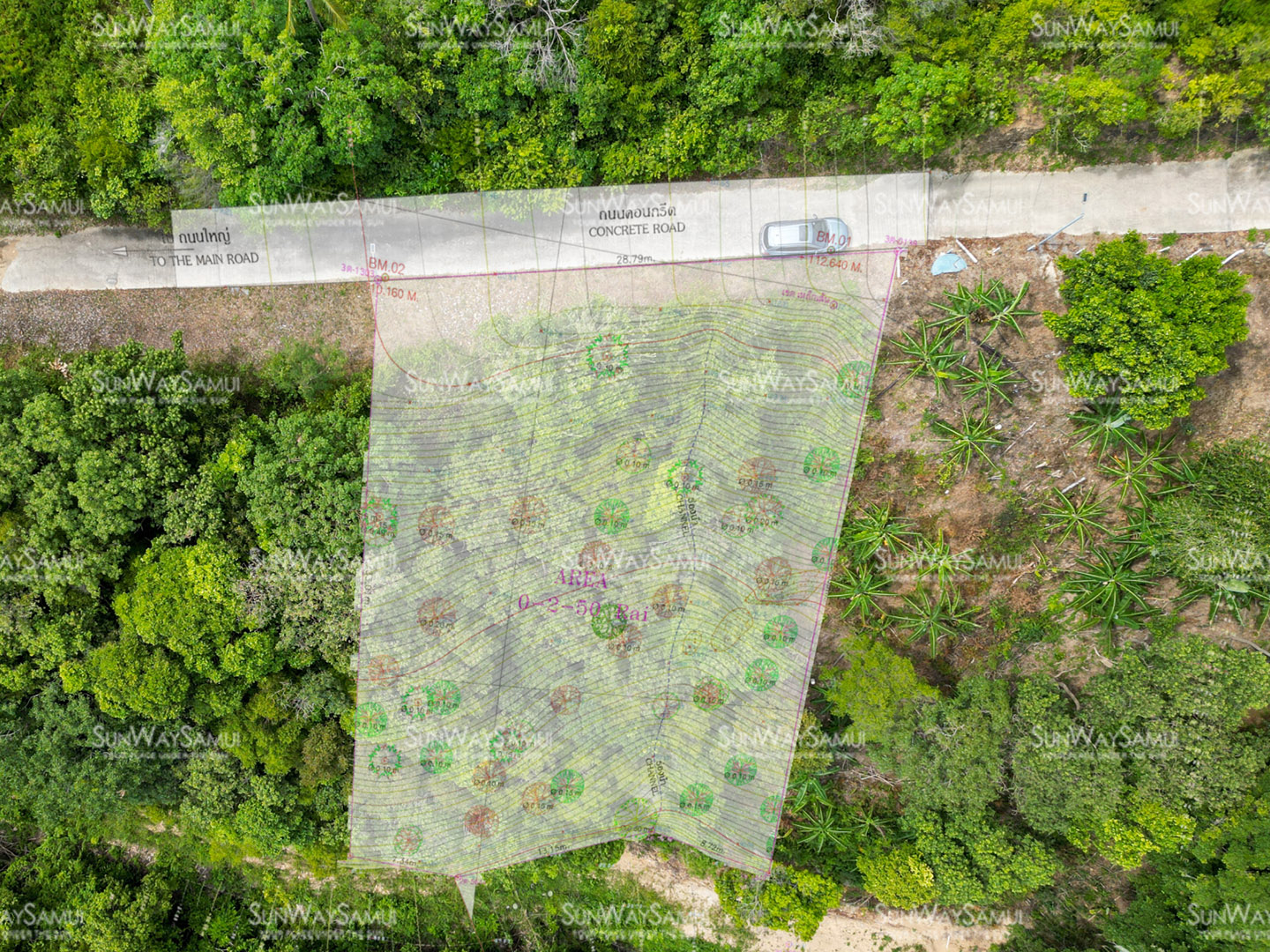 Last Affordable 1000 sqm Seaview Land in Laem Yai for sale: Presenting one of the last and most attractively priced land plots in this high-demand area. Positioned on a gentle hilltop with stunning panoramic sea views, this plot features a straightforward rectangular shape with direct top access, a well-constructe