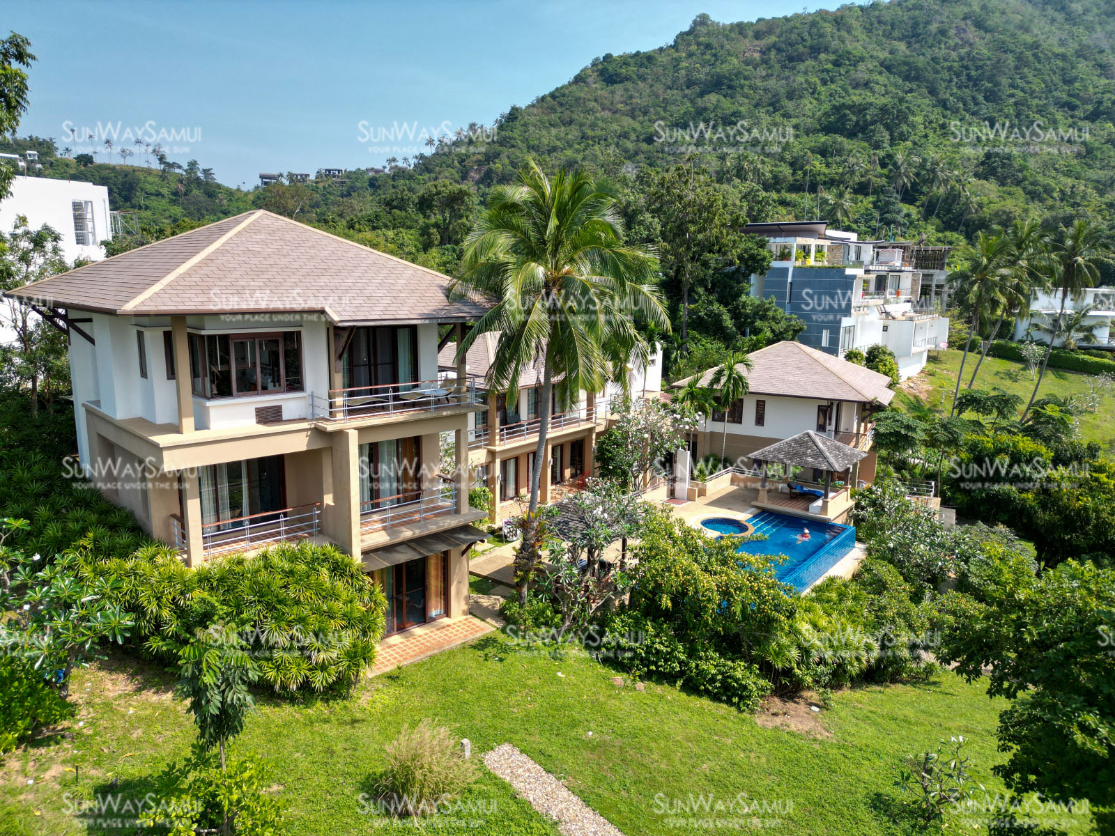 Multi-Building 8+1 Bedroom Seaview Pool Villa with Large Garden in Bang Makham for sale