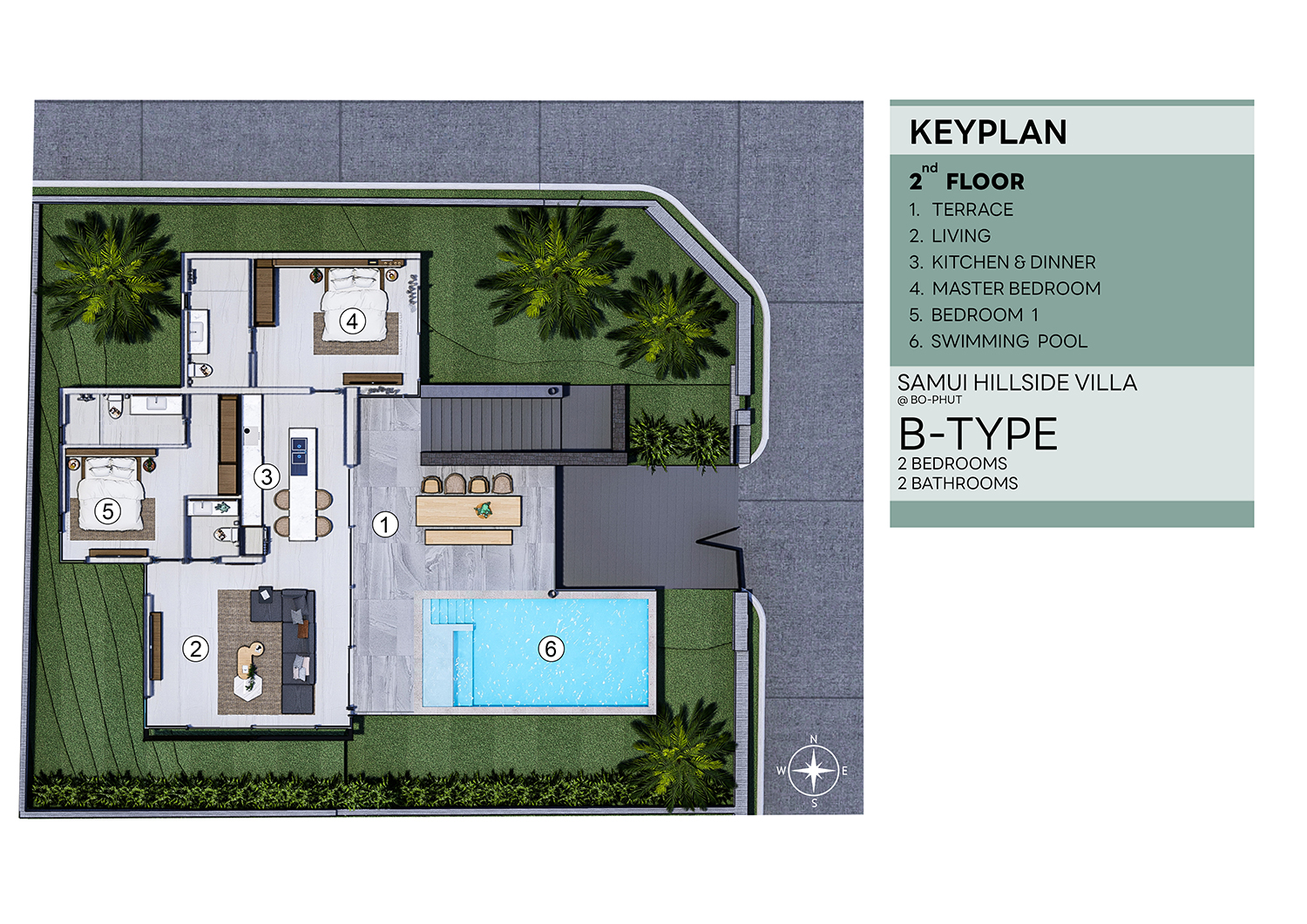 Samui Hillside Village – 3 Bedroom Mountain-view Pool Villa in Bophut for sale 