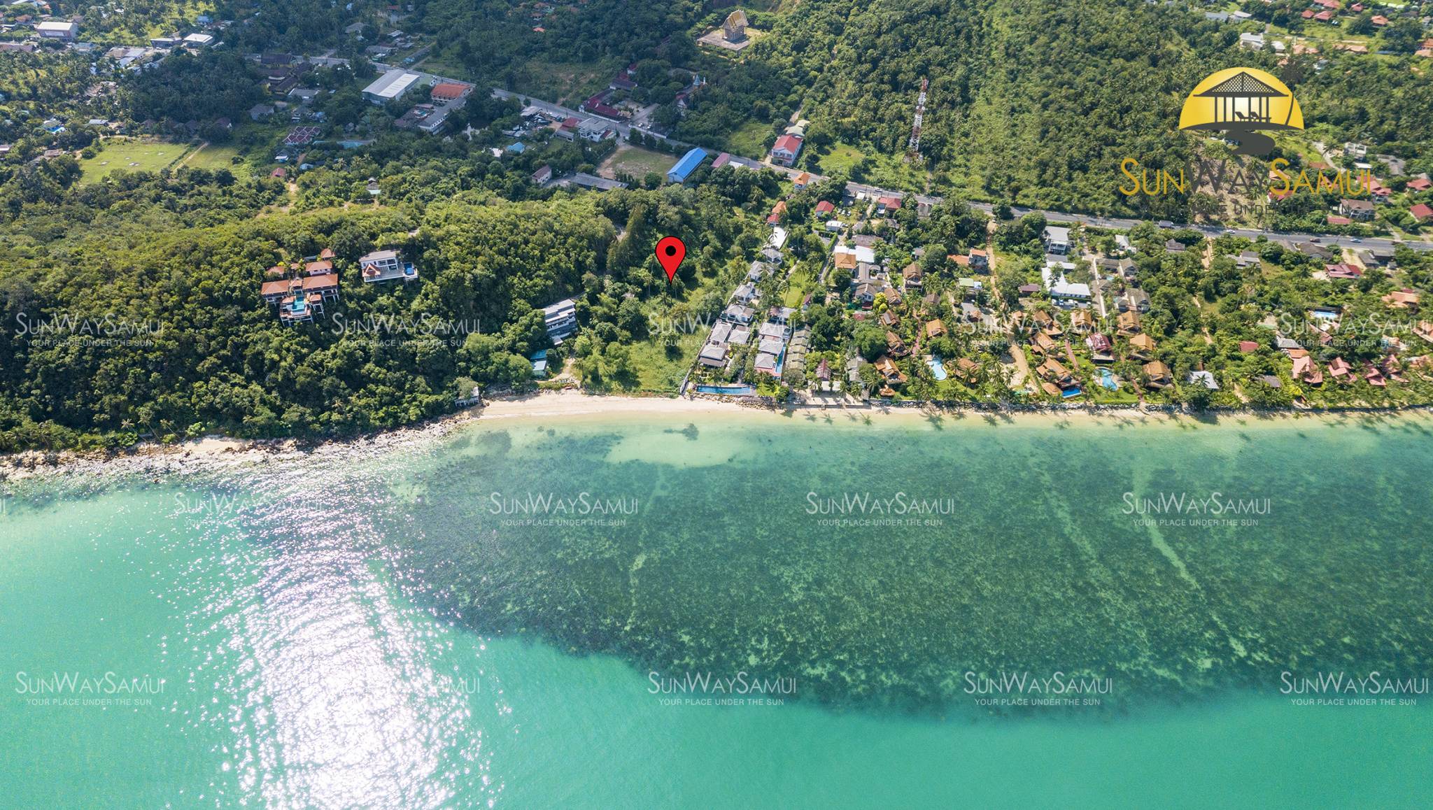 (SOLD) 7 Rai beachfront land for sale in Baan Tai 