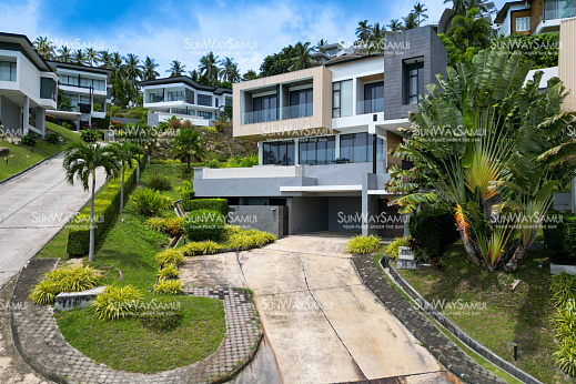 Villas "Verano Residence – 3 Bedroom Seaview Pool Villa in Chaweng Noi for sale" 3 bedrooms, garden, private pool, sea view, district Chaweng Noi, sale for 29 000 000 baht