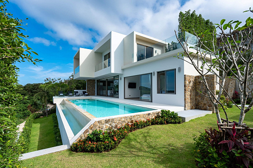 Villas "Sophisticated 3 Bedroom Seaview Pool Villa in Bophut for Sale" 3 bedrooms, garden, private pool, sea view, district Bophut, sale for 32 500 000 baht