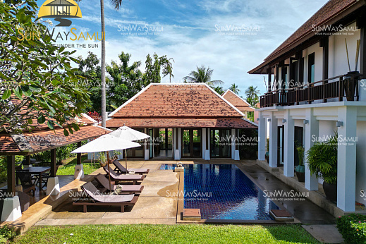 Villas "Tropical Beachside 2 Bedroom Partial Seaview Pool Villa in Bangrak for sale" 2 bedrooms, garden, private pool, walking distance to the beach, district Bang Rak, sale for 15 900 000 baht