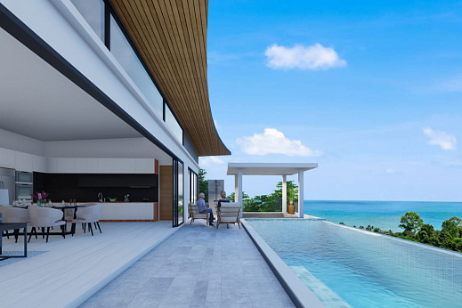 Villas "Bespoke 4 Bedroom Seaview Villa in Chaweng Noi for sale" 5 bedrooms, garden, private pool, sea view, district Chaweng Noi, sale for 19 900 000 baht