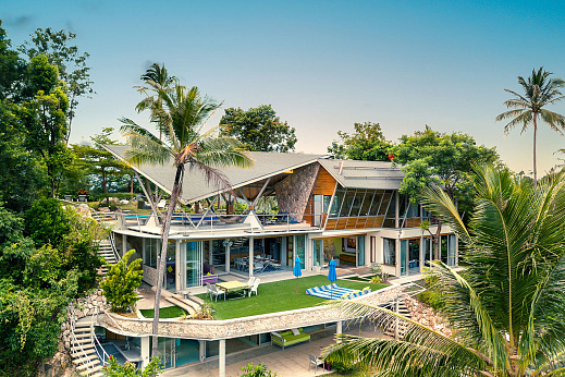 Villas "Mountain Top 5 Bedroom Seaview Pool Villa in Taling Ngam for Sale" 5 bedrooms, garden, private pool, sea view, view 360, district Taling Ngam, sale for 35 000 000 baht