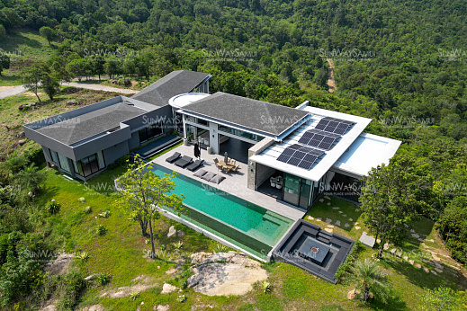 Villas "Villa Raphy – Palatial 4 Bedroom Seaview Pool Villa in Plai Laem Mountain Ridge for sale" 4 bedrooms, garden, gym, private pool, sea view, district Plai Laem, sale for роа