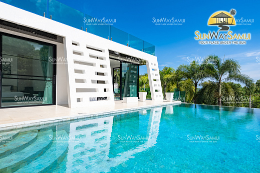 Villas "Vista Del Mare – 5 Bedroom Garden Pool Villa with Partial Seaview in Lamai for sale" 5 bedrooms, garden, private pool, sea view, walking distance to the beach, district Lamai, sale for 18 000 000 baht