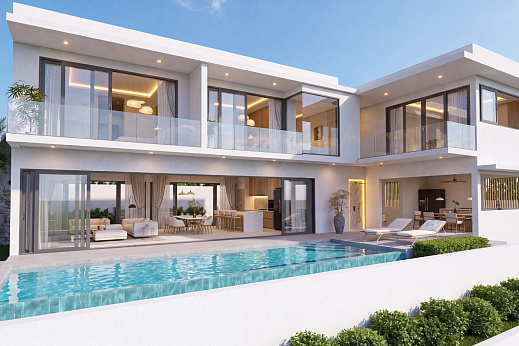 Villas "Tesoro Valley – Off Plan 2 to 4+1 Bedroom Seaview Pool Villa in Bang Makham for sale" 5 bedrooms, garden, private pool, walking distance to the beach, district Nathon, sale for 17 900 000 baht
