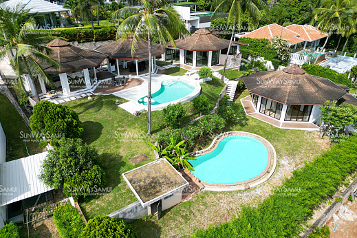 Villas "Villa Bali – 4 Bedroom Seaview Villa with Dual Pool in Bangrak for sale" 4 bedrooms, garden, private pool, sea view, district Bang Rak, sale for 23 900 000 baht