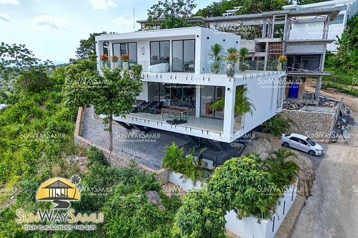 Villas "Modern 4 Bedroom Seaview Pool Villa in Plai Laem for sale" 4 bedrooms, garden, private pool, sea view, district Plai Laem, sale for 27 400 000 baht