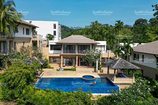 Villas "Multi-Building 8+1 Bedroom Seaview Pool Villa with Large Garden in Bang Makham for sale" 8 bedrooms, beachfront, garden, gym, private pool, sea view, walking distance to the beach, district Nathon, sale for 49 000 000 baht