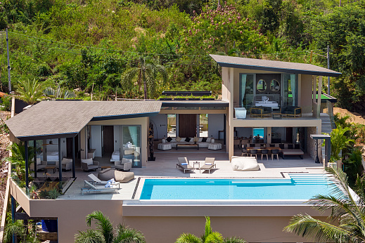 Villas "Villa Kelapa – Exquisite 4 Bedroom Seaview Pool Villa in Bophut for sale" 4 bedrooms, garden, gym, private pool, sea view, district Bophut, sale for 55 000 000 baht
