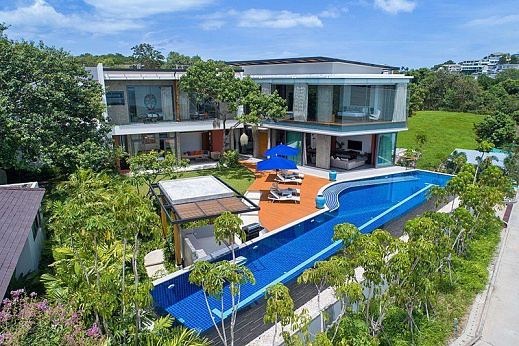 Villas "Villa Sea Senses " 4 bedrooms, daily breakfast, garden, private pool, sea view, walking distance to the beach, district Plai Laem, sale for  baht