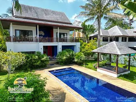 Villas "Comfortable 3 Bedroom Garden Pool Villa with 800 sqm land in Maenam for sale" 3 bedrooms, 3 showers, garden, private pool, walking distance to the beach, district Maenam, 