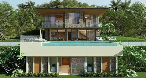 Villas "The Landmark - Spectacular 4 Bedroom Seaview Pool Villa in Choeng Mon for sale" 4 bedrooms, 5 showers, garden, private pool, sea view, district Choeng Mon, 