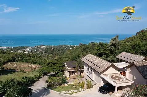 Villas "Villa Tujuh - Traditional Tropical 3 Bedroom Seaview Pool Villa in Chaweng Noi For Sale" 3 bedrooms, 3 showers, garden, private pool, sea view, district Chaweng Noi, 