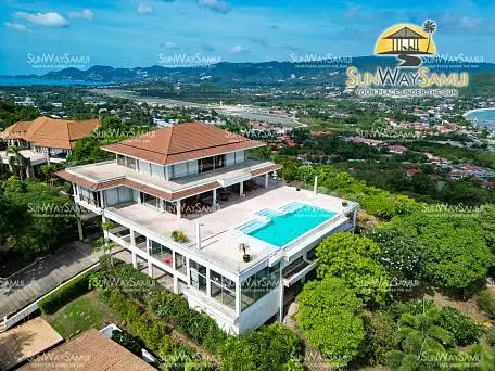 Villas "(PRICE REDUCED!) Hilltop Villa with 360-Degree View – 5 Bedroom Villa with Renovation Potential in Plai Laem for Sale" 5 bedrooms, 6 showers, garden, private pool, sea view, view 360, district Plai Laem, 