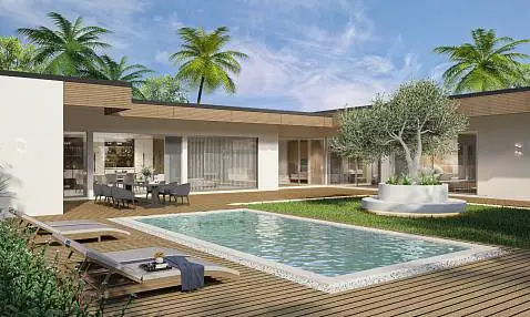 Villas "Sunny Retreat – 3 Bedroom Garden Pool Villas Near Fisherman’s Village for sale" 3 bedrooms, 4 showers, garden, private pool, walking distance to the beach, district Bophut, 