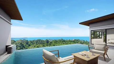 Villas "Bespoke 4 or 5 Bedroom Seaview Villa in Chaweng Noi for sale" 5 bedrooms, 4 showers, garden, private pool, sea view, district Chaweng Noi, 