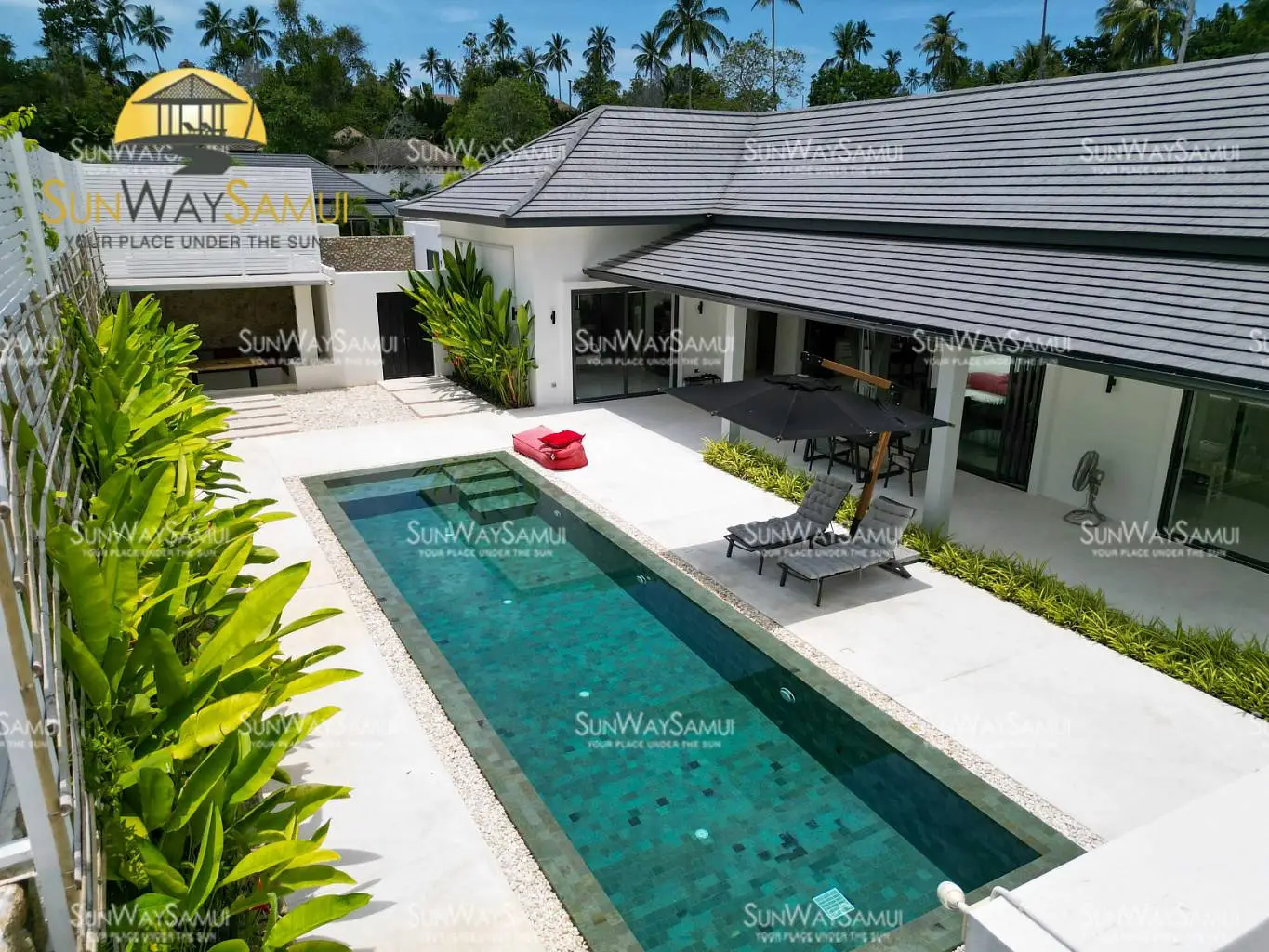 Tropical Balinese 4 Bedroom Garden Pool Villa in Maenam for Sale