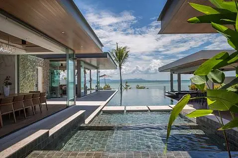 Villas "Ultra-Luxury 7 Bedroom Beachfront Villa in Laem Sor for Sale"  bedrooms, beachfront, garden, gym, private pool, sea view, district Taling Ngam, 