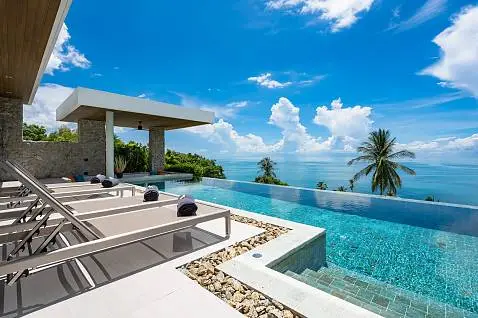 Villas "Bayview Estate, Villa B5 - Brand New Panoramic Sea View Villa in Chaweng Noi" 3 bedrooms, 4 showers, garden, private pool, sea view, district Chaweng Noi, rent from 