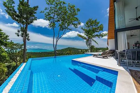 Villas "Azur Samui – Attractive 5 Bedroom Seaview Pool Villa in Maenam for sale" 5 bedrooms, 6 showers, garden, private pool, sea view, district Maenam, 