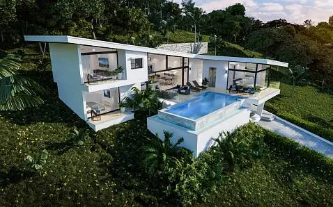 Villas "Horizon Villas – Customizable 3 or 4 Bedroom Seaview Pool Villa in Choeng Mon for sale" 3 bedrooms, 4 showers, garden, gym, private pool, sea view, walking distance to the beach, district Choeng Mon, 