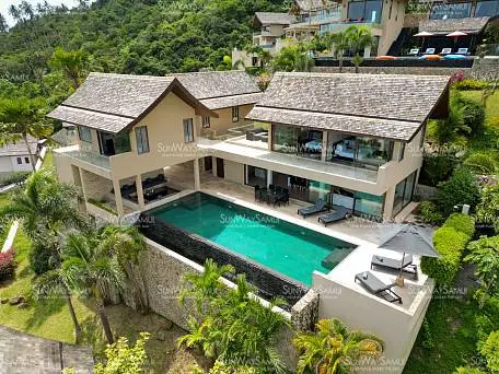 Villas "Rockwater Villa Enam – Timeless 4+1 Bedroom Seaview Pool Villa in Chaweng Noi" 5 bedrooms, 6 showers, garden, private pool, sea view, district Chaweng Noi, 