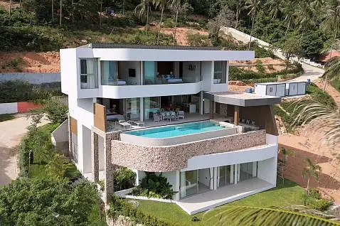 Villas "Beso Grande in Jewels Samui – Premier 4 to 5 Bedroom Seaview Pool Villa in Bangpor for sale" 5 bedrooms, 6 showers, garden, private pool, sea view, walking distance to the beach, district Bang Por, 