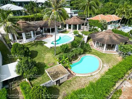 Villas "Villa Bali – 4 Bedroom Seaview Villa with Dual Pool in Bangrak for sale" 4 bedrooms, 4 showers, garden, private pool, sea view, district Bang Rak, 