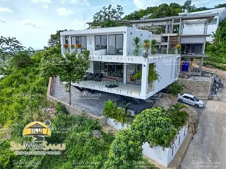Villas "Modern 4 Bedroom Seaview Pool Villa in Plai Laem for sale" 4 bedrooms, 4 showers, garden, private pool, sea view, district Plai Laem, 