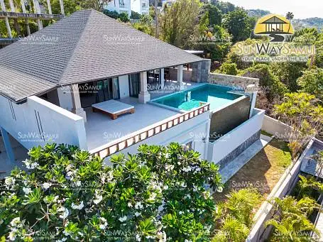 Villas "(PRICE REDUCED!) Contemporary 4 Bedroom Seaview Villa in Plai Laem for sale" 4 bedrooms, 5 showers, garden, private pool, sea view, district Plai Laem, 