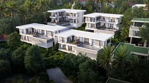 Villas "The Bay Pool Villas – 3 Bedroom Seaview Pool Villa in Big Buddha for sale" 3 bedrooms, 4 showers, garden, private pool, sea view, walking distance to the beach, district Bang Rak, 