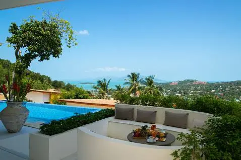 Villas "The Ridge Villa 7 – Beautiful 4 Bedroom Seaview Pool Villa in Plai Laem for sale" 4 bedrooms, 4 showers, garden, private pool, sea view, district Plai Laem, 