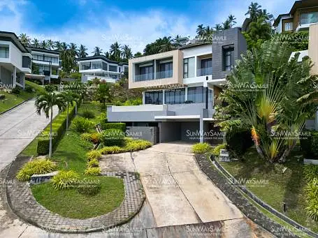 Villas "Verano Residence – 3 Bedroom Seaview Pool Villa in Chaweng Noi for sale" 3 bedrooms, 3 showers, garden, private pool, sea view, district Chaweng Noi, 