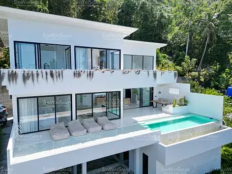 Villas "Villa Cocohill - Minimalist 3 Bedroom Seaview Pool Villa in Chaweng for sale" 3 bedrooms, 4 showers, garden, private pool, sea view, district Chaweng, 