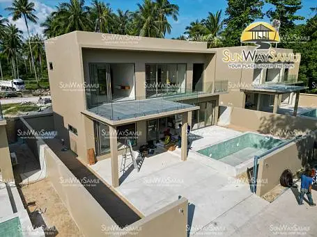 Villas "Coco Tropical Plalarn - Beach-Access Modern 3 Bedroom Garden Pool Villa in Maenam for Sale" 3 bedrooms, 4 showers, garden, private pool, walking distance to the beach, district Maenam, 